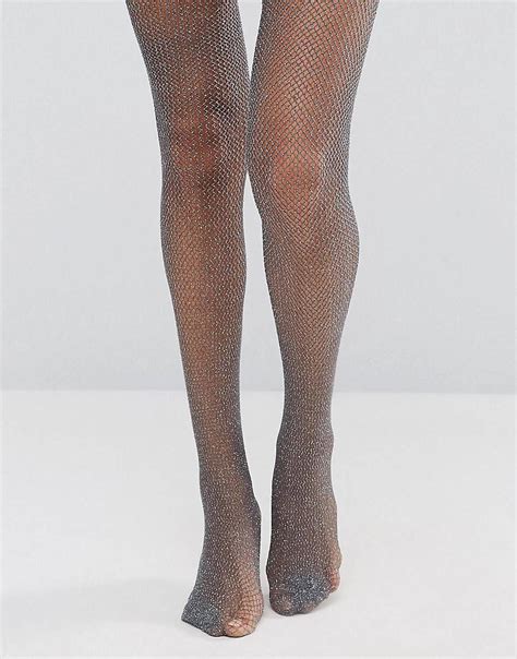 Gipsy Glitter Fishnet Tights Silver Os 850 Sparkle Tights