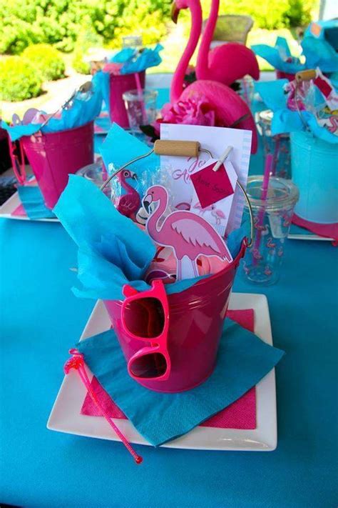 Check Out The Cool Party Favors At This Flamingo Themed Pool Party See