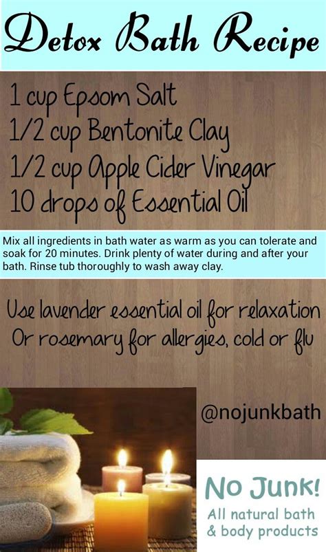 detox bath recipe epsom salt bentonite clay apple cider vinegar and essential oils detox