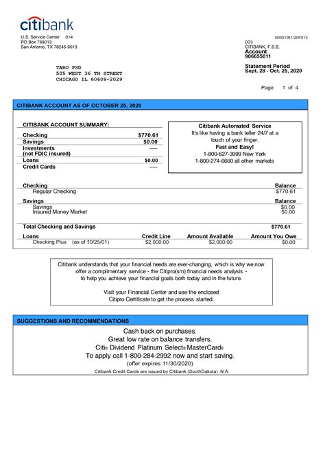 Citibank Bank Statement Template Pages Webchinh To