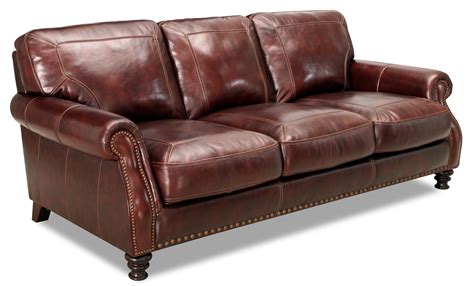 Simon Li 6978 Rolled Arm Leather Sofa With Nailhead Trim Howell
