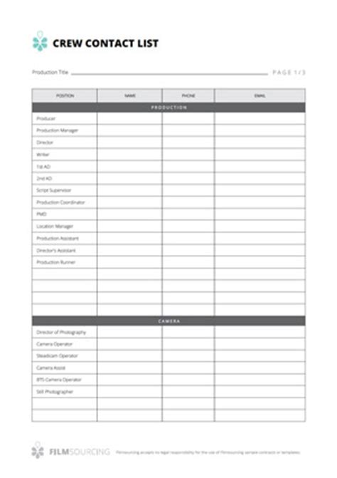 Film Production Templates | charlotte clergy coalition