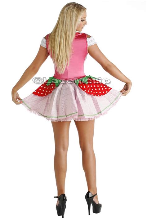 Strawberry Shortcake Costume Adult Fancy Dress Ladies Size S M L Xl Xxl