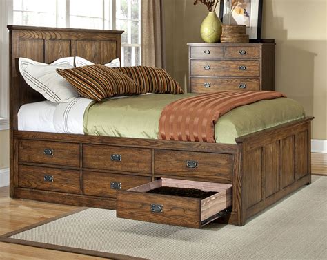 Oak kolar solid wood upholstered standard 5 piece dresser set. Intercon Furniture Oak Park King Panel Bed w/ 12 Storage ...
