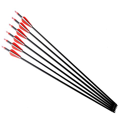 6pcs Archerry Carbon Arrows Spine 350 Od 76mm With Changeable