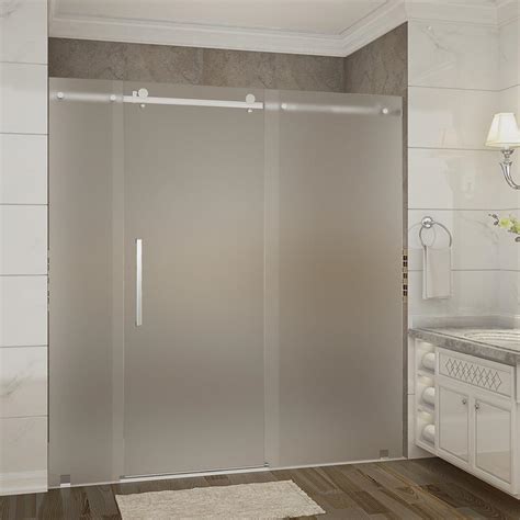 aston moselle 72 in x 75 in completely frameless sliding shower door with frosted glass in