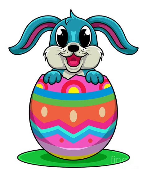 happy easter bunny sitting in a colorful egg digital art by mister tee pixels