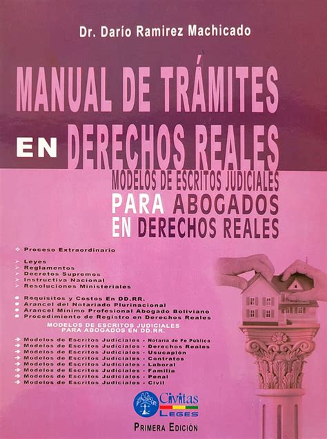 Manual De Trámites En Derechos Reales Bolivia Librería Jurídica
