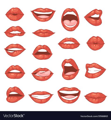 Lip Kiss Cartoon Smile And Beautiful Red Vector Image