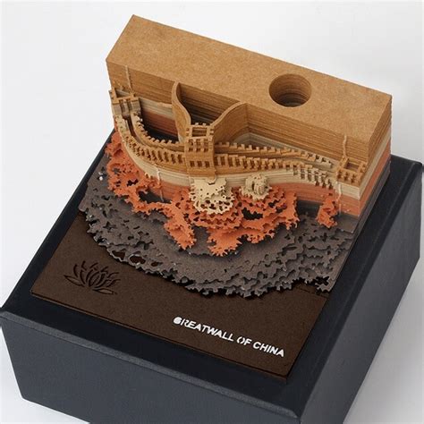 The Great Wall Of China Omoshiroi Block 3D Memo Pad With Pen Holder