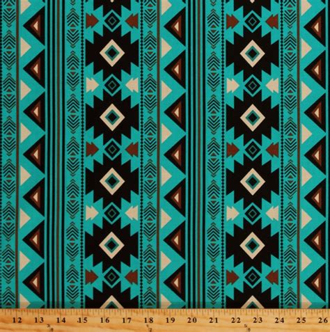 Cotton Southwestern Aztec Spirit Trail Turquoise Fabric Print By Yard