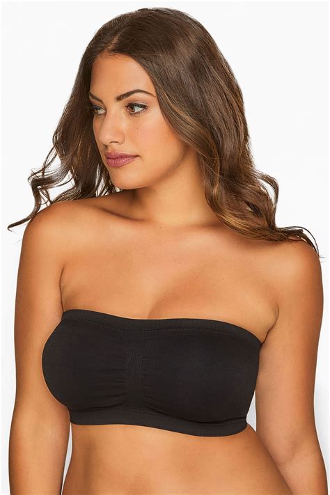 Plus Size Black Seamless Padded Non Wired Bandeau Bra Yours Clothing