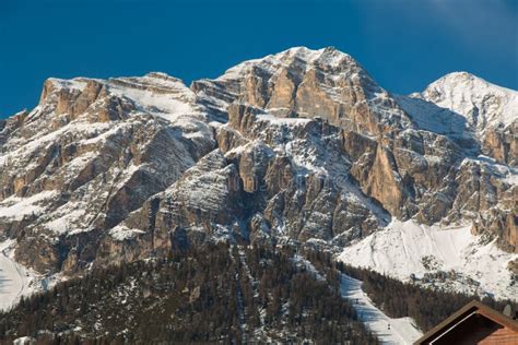 Beautiful Dolomites With Snow View From The Center Of Cortina D Ampezzo