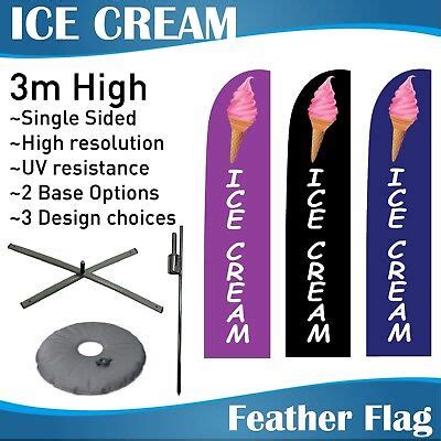 M Outdoor Ice Cream Flag Feather Banners Feather Flags With Base Ebay