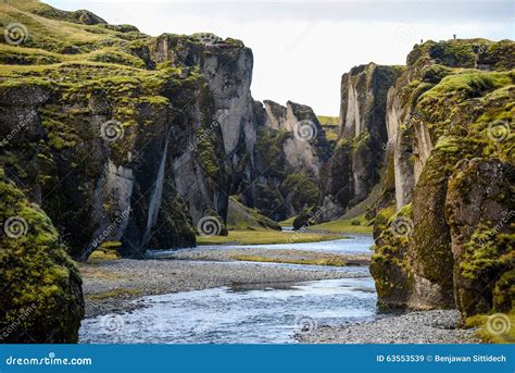 Fjadrargljufur Canyon With River Iceland Stock Image Image Of