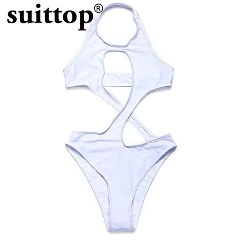 Suittop Swimwear Women 2017 New Sexy Maillot De Bain Summer Solid White