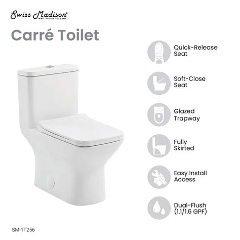 Carre One Piece Square Toilet Dual Flush 1116 Gpf Swiss Madison