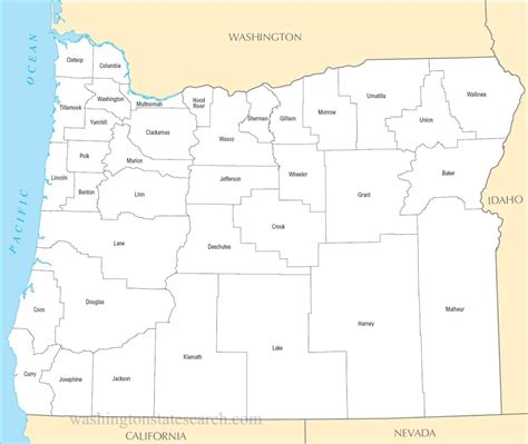 ♥ A Large Detailed Oregon State County Map