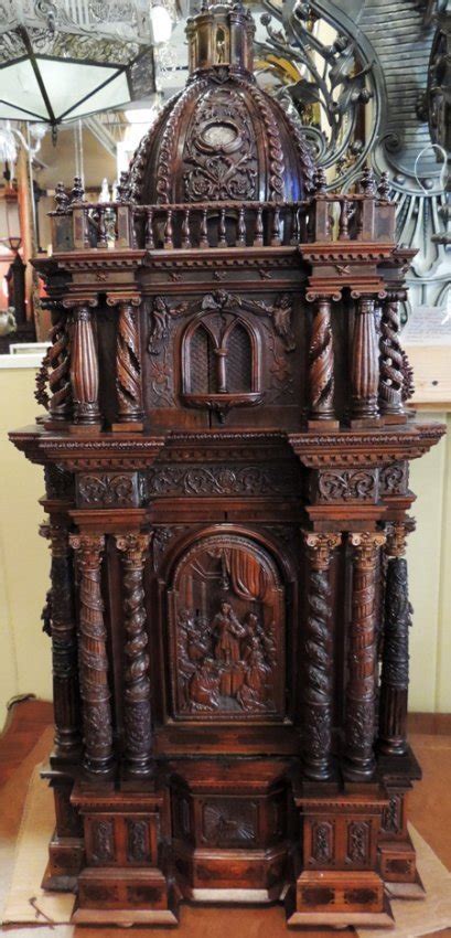 488antique Hand Carved Cathedral Tabernacle W Prov Lot 488