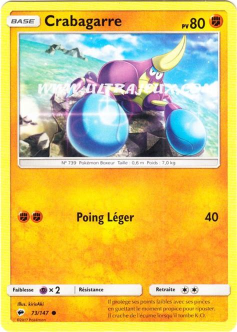 Crabagarre 73178 Carte Pokémon Cartes à Lunité Français Ultrajeux