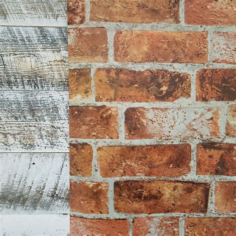 3 D Effect Embossed Rust Brick Wallpaper He1046 D