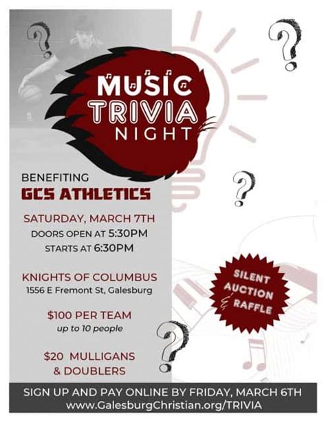 Even, say, for a trivia night! Galesburg Christian School Music Trivia Night | Country 94.9 FM 95