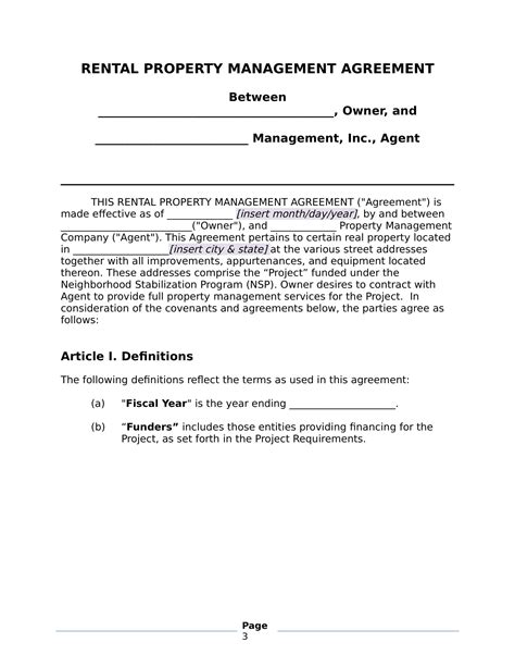 Landlords Property Management Agreement Template