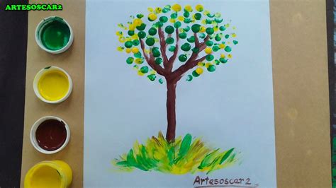 Como Pintar Árbol Con Los Dedos Pintura Dactilar A Temperas FÁcil