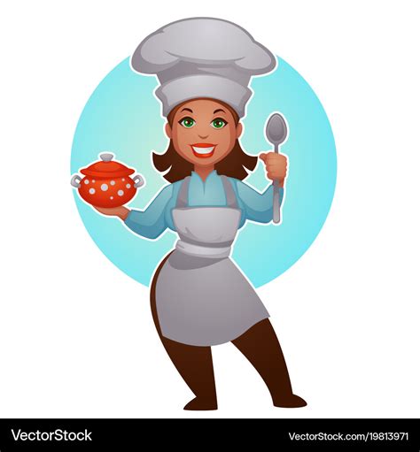 Cartoon Woman Chef Proffessional Lady For Your Vector Image