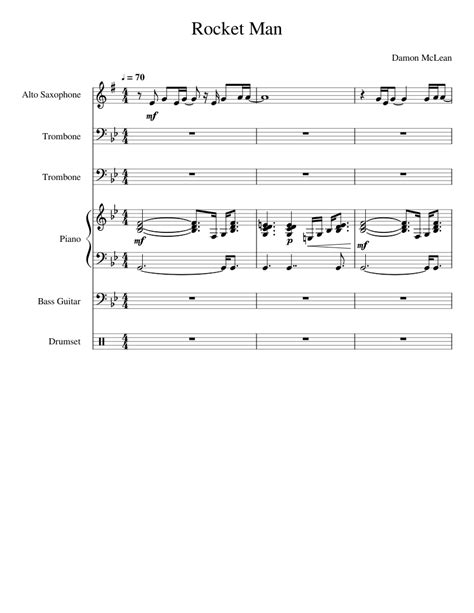 Sheet music of piano elton john rocket manfull description. Rocket Man Sheet music for Piano, Trombone, Drum Group ...