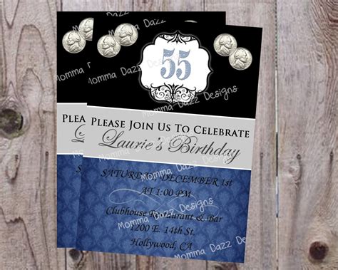 Double Nickel Th Birthday Invitation By Mommadazzdesigns On Etsy
