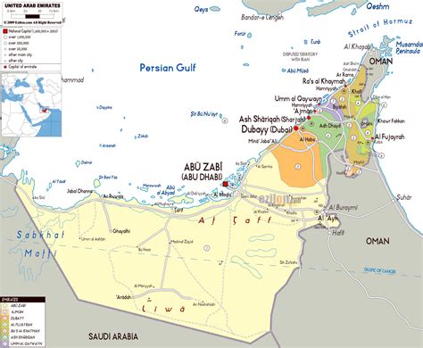 Large Political Map Of UAE With All Roads Cities And Airports UAE