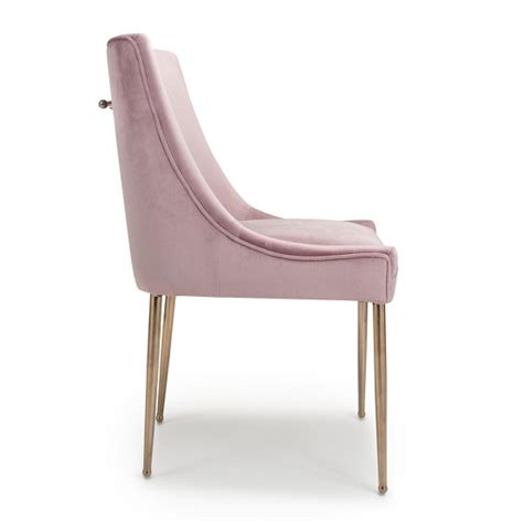 Pink desk chair with gold legs. Dalby Dining Chair In Brushed Velvet Pink Blush With Gold ...
