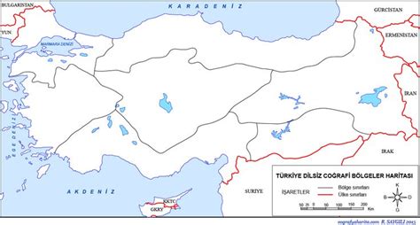 Türkiye Dilsiz Coğrafi Bölgeler Haritası Harita Haritalar Üçüncü sınıf
