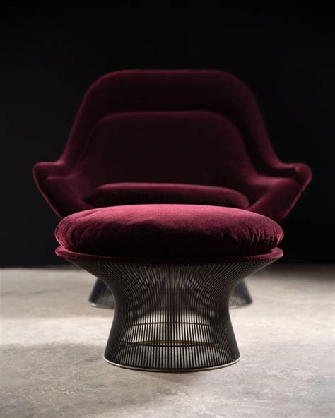 Pair Of High Back Lounge Chairs And Ottoman By Warren Platner For Knoll