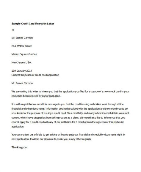 8 Credit Rejection Letter Free Sample Example Format Download