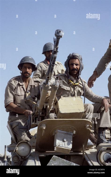 Iraqi Soldiers On Armoured Vehicle Iraq 1980s Stock Photo Alamy