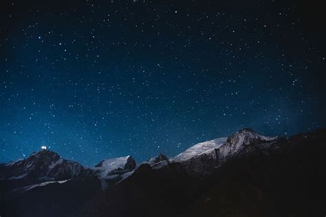 Free Download Hd Wallpaper Snow Mountains Under Nightsky Mountain