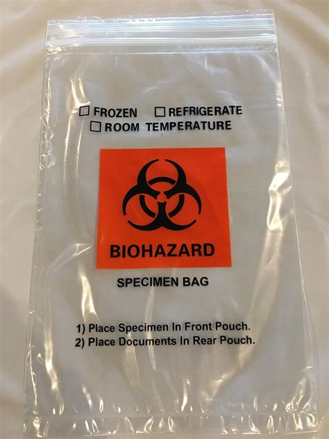 Buy Specimen Bio Hazard Plastic Bag 6 X 9 In With Zip Lock And Extra