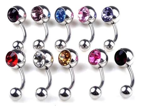 2pcs Lot 316L Surgical Steel Rhinestone Belly Button Navel Bar Ring