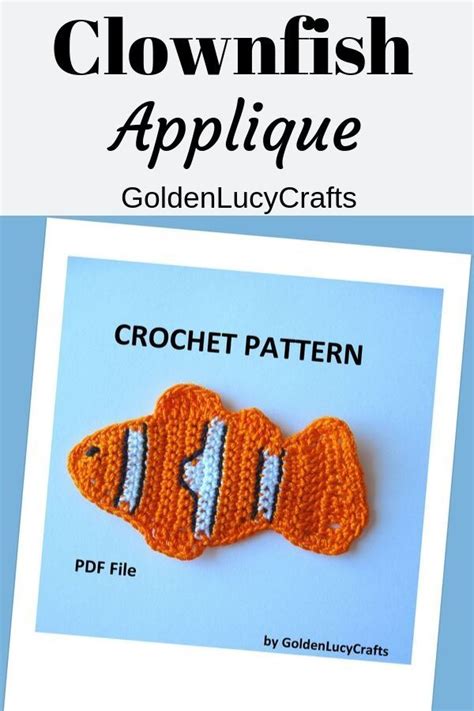 Crochet Pattern Clownfish Applique Sea Ocean Creature Motif Etsy