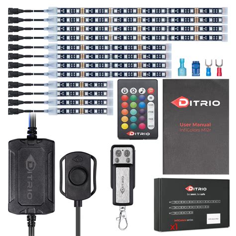 Buy Ditrio 12pcs Underglow Rgb Led Strip Light Kit Dc 12v With 2 Red