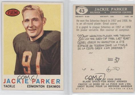 1959 Topps Cfl 43 Jackie Parker Edmonton Eskimos Cfl Rookie Football Card Ebay