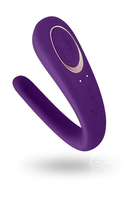 Satisfyer Double Classic Silicone Usb Rechargeable Couples Vibe Purple Always Attract