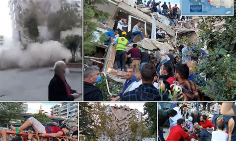 Moment Building Collapses In Turkey After 7 0 Magnitude Earthquake