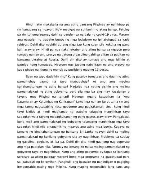 Ang Kahirapan Sa Bansang Pilipinas Hindi Natin Makakaila Na Ang Ating