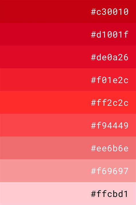 Red Color Palette Hex Codes
