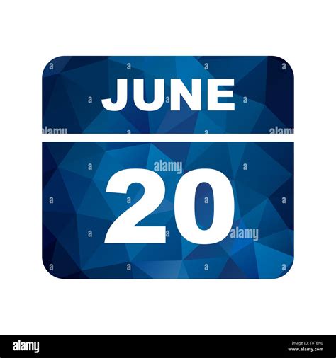 June 20th Date On A Single Day Calendar Stock Photo Alamy