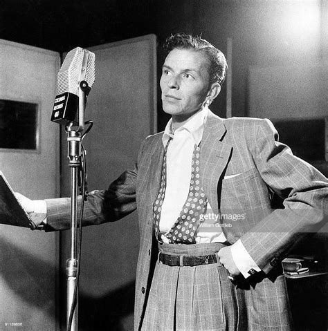 Photo Of Frank Sinatra Posed Next To Microphone Recording At