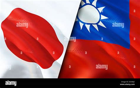 Japan And Taiwan Flags 3d Waving Flag Design Japan Taiwan Flag